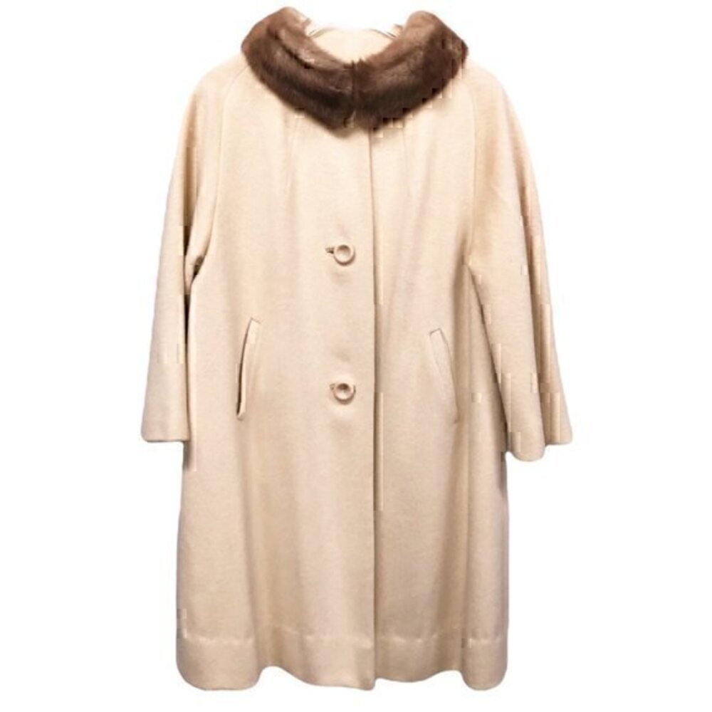 🔥🔥🔥🔥🔥VINTAGE 💯 Wool Silk Fur Collar Coat